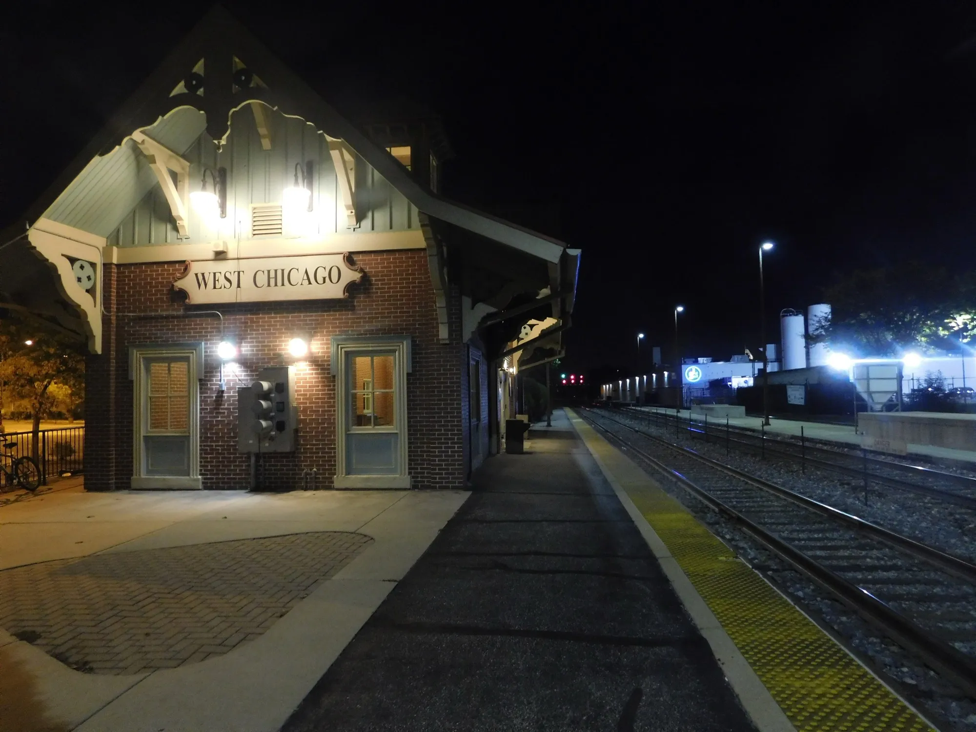 The station platform at night